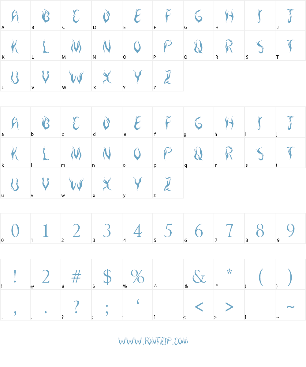 Royal Inferno Font Character